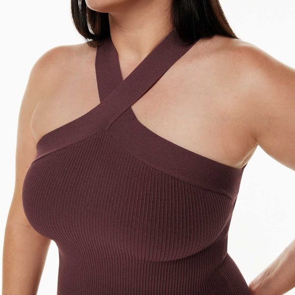 Babaton Sculpt Knit Cross Dress – Coffee Bean Brown (Size M) - Picture 2 of 10